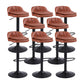 Upholstered Bar Stools Swivel Adjustable Height Patio Bar Stool with Black Base Brown 8 Piece Set Bar Stool(30"H) Clearhalo 'Bar Furniture' 'Bar Stools' 'bar_stools' 'furn' 'furn_bar_stools' 'Furniture' 'Kitchen & Dining Furniture' 7041204