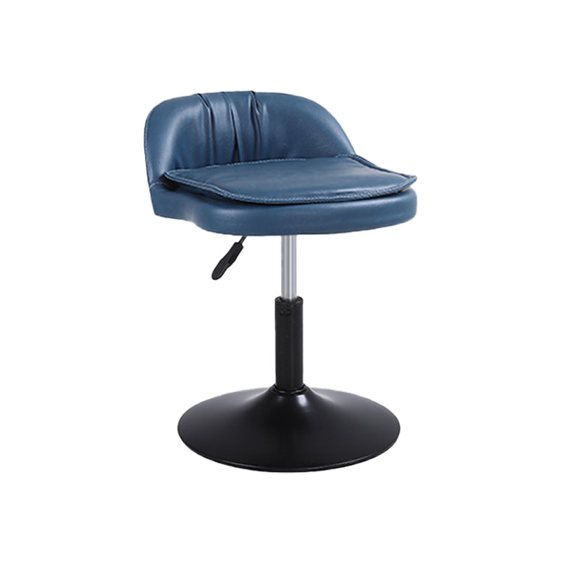 Upholstered Bar Stools Swivel Adjustable Height Patio Bar Stool with Black Base Blue 1 Piece Short Stool(18"H) Clearhalo 'Bar Furniture' 'Bar Stools' 'bar_stools' 'furn' 'furn_bar_stools' 'Furniture' 'Kitchen & Dining Furniture' 7041205