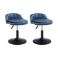 Upholstered Bar Stools Swivel Adjustable Height Patio Bar Stool with Black Base Blue 2 Piece Set Short Stool(18"H) Clearhalo 'Bar Furniture' 'Bar Stools' 'bar_stools' 'furn' 'furn_bar_stools' 'Furniture' 'Kitchen & Dining Furniture' 7041206