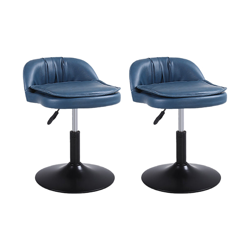 Upholstered Bar Stools Swivel Adjustable Height Patio Bar Stool with Black Base Blue 2 Piece Set Short Stool(18"H) Clearhalo 'Bar Furniture' 'Bar Stools' 'bar_stools' 'furn' 'furn_bar_stools' 'Furniture' 'Kitchen & Dining Furniture' 7041206