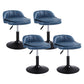 Upholstered Bar Stools Swivel Adjustable Height Patio Bar Stool with Black Base Blue 4 Piece Set Short Stool(18"H) Clearhalo 'Bar Furniture' 'Bar Stools' 'bar_stools' 'furn' 'furn_bar_stools' 'Furniture' 'Kitchen & Dining Furniture' 7041207