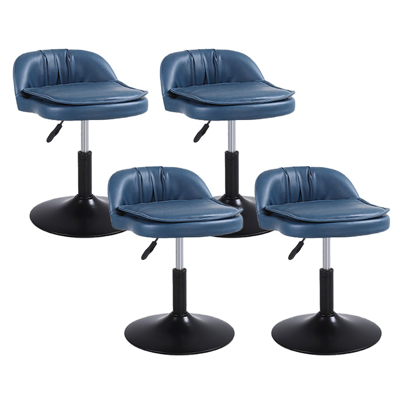 Upholstered Bar Stools Swivel Adjustable Height Patio Bar Stool with Black Base Blue 4 Piece Set Short Stool(18"H) Clearhalo 'Bar Furniture' 'Bar Stools' 'bar_stools' 'furn' 'furn_bar_stools' 'Furniture' 'Kitchen & Dining Furniture' 7041207