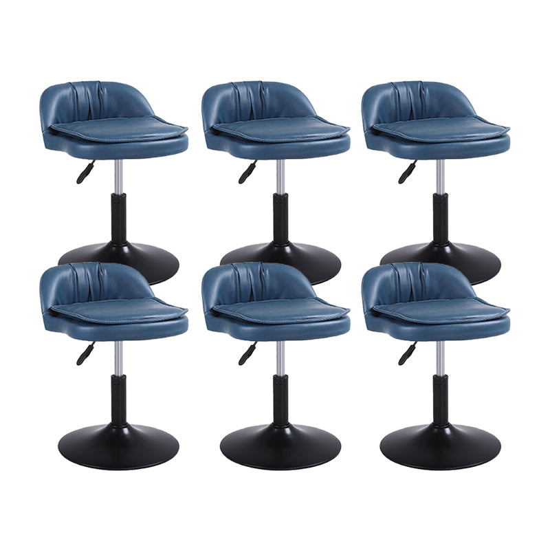 Upholstered Bar Stools Swivel Adjustable Height Patio Bar Stool with Black Base Blue 6 Piece Set Short Stool(18"H) Clearhalo 'Bar Furniture' 'Bar Stools' 'bar_stools' 'furn' 'furn_bar_stools' 'Furniture' 'Kitchen & Dining Furniture' 7041208