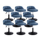Upholstered Bar Stools Swivel Adjustable Height Patio Bar Stool with Black Base Blue 8 Piece Set Short Stool(18"H) Clearhalo 'Bar Furniture' 'Bar Stools' 'bar_stools' 'furn' 'furn_bar_stools' 'Furniture' 'Kitchen & Dining Furniture' 7041209