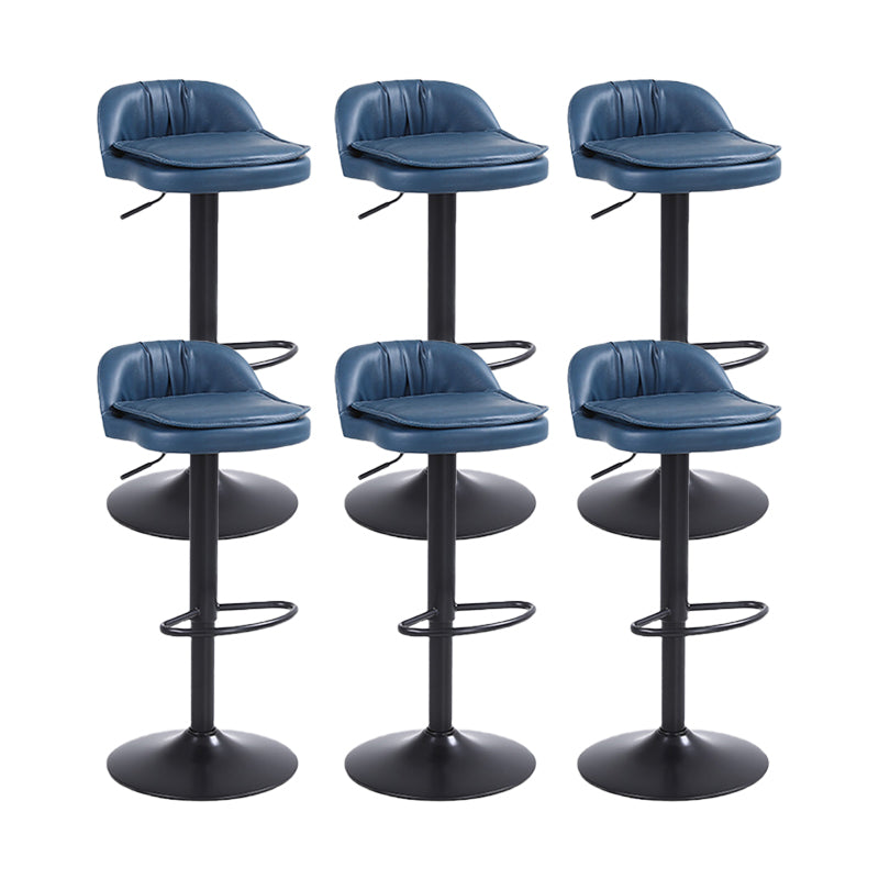Upholstered Bar Stools Swivel Adjustable Height Patio Bar Stool with Black Base Blue 6 Piece Set Bar Stool(30"H) Clearhalo 'Bar Furniture' 'Bar Stools' 'bar_stools' 'furn' 'furn_bar_stools' 'Furniture' 'Kitchen & Dining Furniture' 7041213