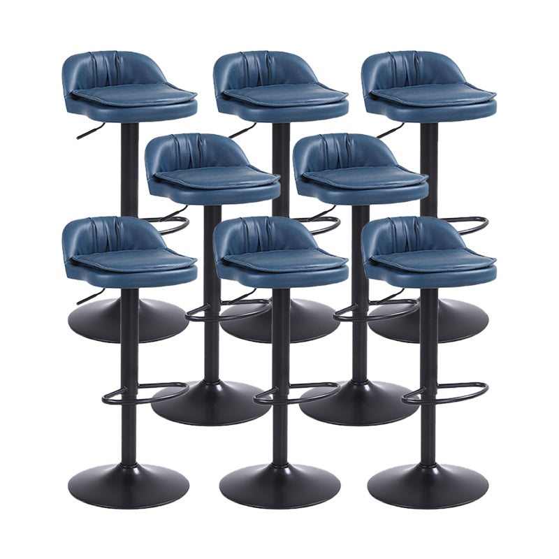 Upholstered Bar Stools Swivel Adjustable Height Patio Bar Stool with Black Base Blue 8 Piece Set Bar Stool(30"H) Clearhalo 'Bar Furniture' 'Bar Stools' 'bar_stools' 'furn' 'furn_bar_stools' 'Furniture' 'Kitchen & Dining Furniture' 7041214