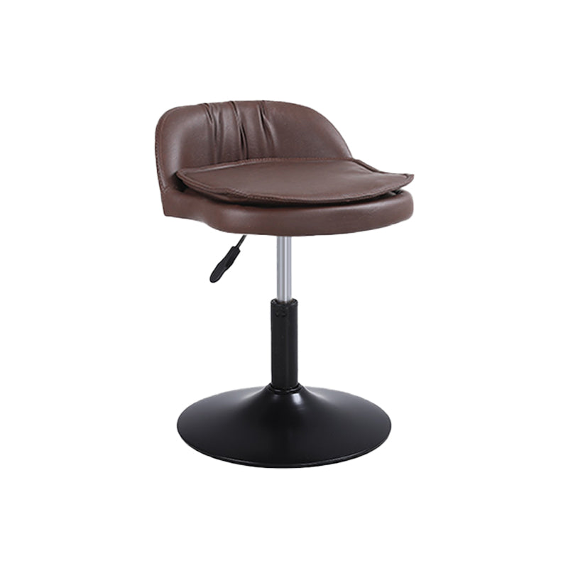 Upholstered Bar Stools Swivel Adjustable Height Patio Bar Stool with Black Base Coffee 1 Piece Short Stool(18"H) Clearhalo 'Bar Furniture' 'Bar Stools' 'bar_stools' 'furn' 'furn_bar_stools' 'Furniture' 'Kitchen & Dining Furniture' 7041215