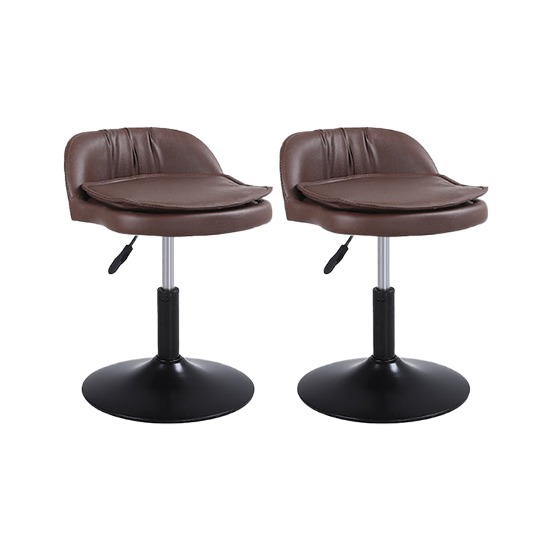 Upholstered Bar Stools Swivel Adjustable Height Patio Bar Stool with Black Base Coffee 2 Piece Set Short Stool(18"H) Clearhalo 'Bar Furniture' 'Bar Stools' 'bar_stools' 'furn' 'furn_bar_stools' 'Furniture' 'Kitchen & Dining Furniture' 7041216