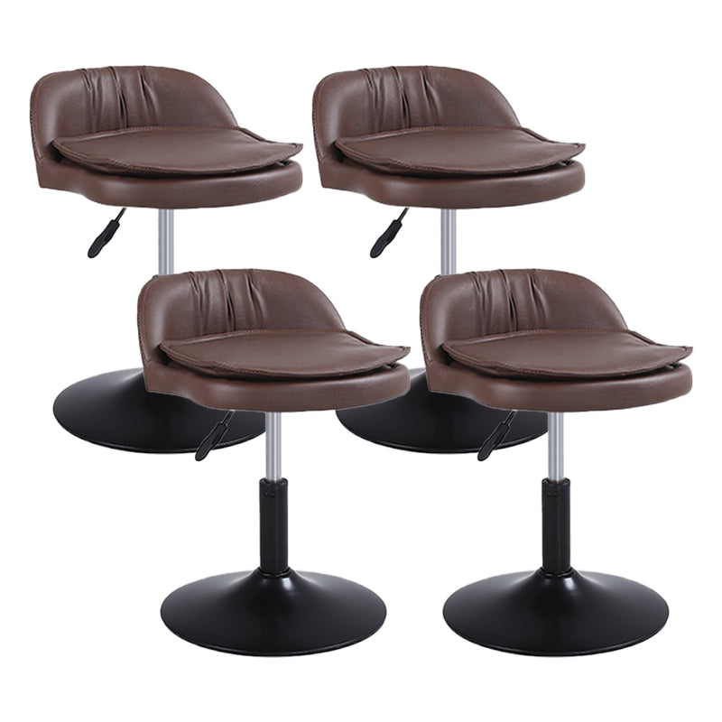 Upholstered Bar Stools Swivel Adjustable Height Patio Bar Stool with Black Base Coffee 4 Piece Set Short Stool(18"H) Clearhalo 'Bar Furniture' 'Bar Stools' 'bar_stools' 'furn' 'furn_bar_stools' 'Furniture' 'Kitchen & Dining Furniture' 7041217
