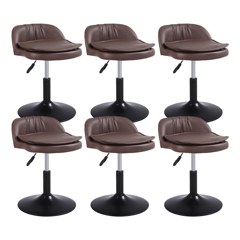 Upholstered Bar Stools Swivel Adjustable Height Patio Bar Stool with Black Base Coffee 6 Piece Set Short Stool(18"H) Clearhalo 'Bar Furniture' 'Bar Stools' 'bar_stools' 'furn' 'furn_bar_stools' 'Furniture' 'Kitchen & Dining Furniture' 7041218