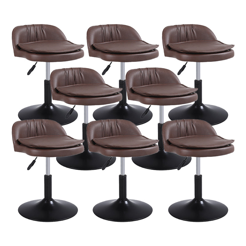 Upholstered Bar Stools Swivel Adjustable Height Patio Bar Stool with Black Base Coffee 8 Piece Set Short Stool(18"H) Clearhalo 'Bar Furniture' 'Bar Stools' 'bar_stools' 'furn' 'furn_bar_stools' 'Furniture' 'Kitchen & Dining Furniture' 7041219