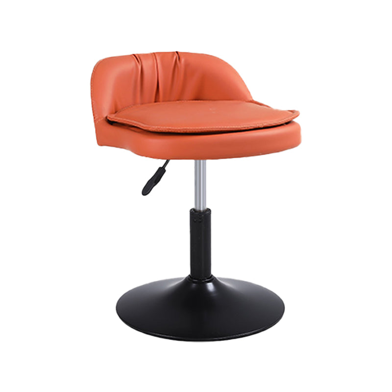 Upholstered Bar Stools Swivel Adjustable Height Patio Bar Stool with Black Base Orange 1 Piece Short Stool(18"H) Clearhalo 'Bar Furniture' 'Bar Stools' 'bar_stools' 'furn' 'furn_bar_stools' 'Furniture' 'Kitchen & Dining Furniture' 7041225
