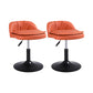 Upholstered Bar Stools Swivel Adjustable Height Patio Bar Stool with Black Base Orange 2 Piece Set Short Stool(18"H) Clearhalo 'Bar Furniture' 'Bar Stools' 'bar_stools' 'furn' 'furn_bar_stools' 'Furniture' 'Kitchen & Dining Furniture' 7041226