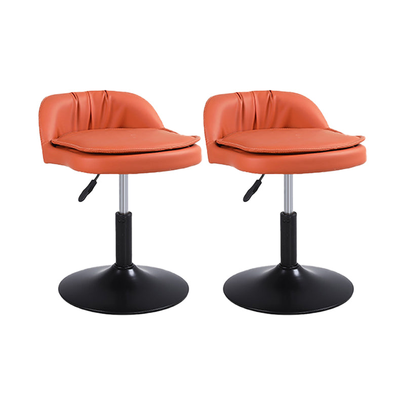 Upholstered Bar Stools Swivel Adjustable Height Patio Bar Stool with Black Base Orange 2 Piece Set Short Stool(18"H) Clearhalo 'Bar Furniture' 'Bar Stools' 'bar_stools' 'furn' 'furn_bar_stools' 'Furniture' 'Kitchen & Dining Furniture' 7041226