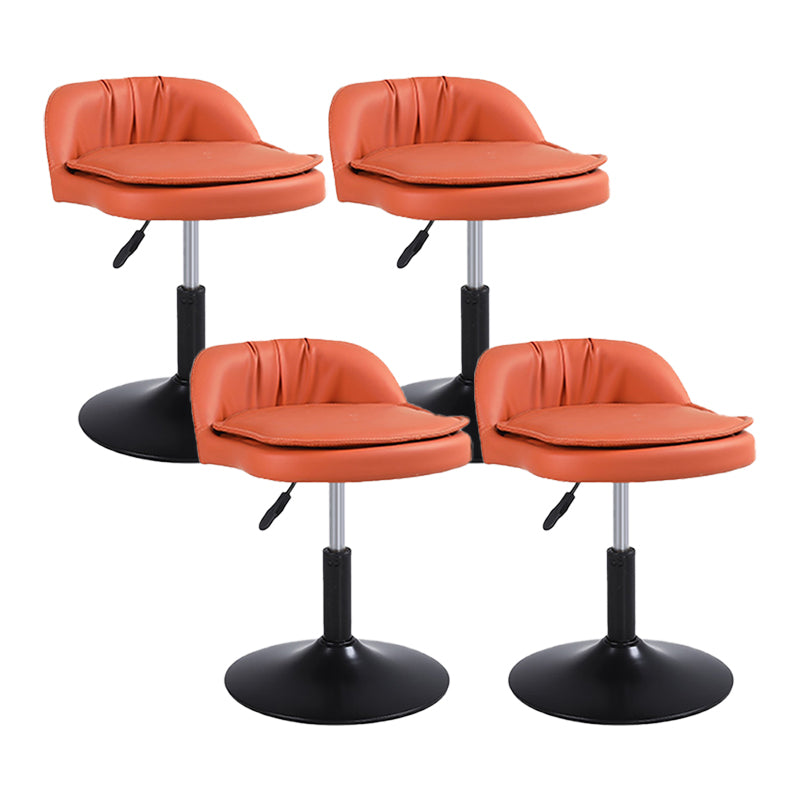 Upholstered Bar Stools Swivel Adjustable Height Patio Bar Stool with Black Base Orange 4 Piece Set Short Stool(18"H) Clearhalo 'Bar Furniture' 'Bar Stools' 'bar_stools' 'furn' 'furn_bar_stools' 'Furniture' 'Kitchen & Dining Furniture' 7041227