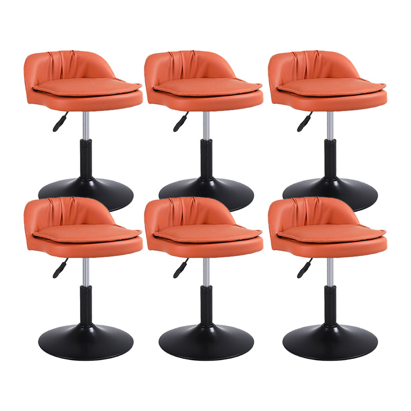 Upholstered Bar Stools Swivel Adjustable Height Patio Bar Stool with Black Base Orange 6 Piece Set Short Stool(18"H) Clearhalo 'Bar Furniture' 'Bar Stools' 'bar_stools' 'furn' 'furn_bar_stools' 'Furniture' 'Kitchen & Dining Furniture' 7041228