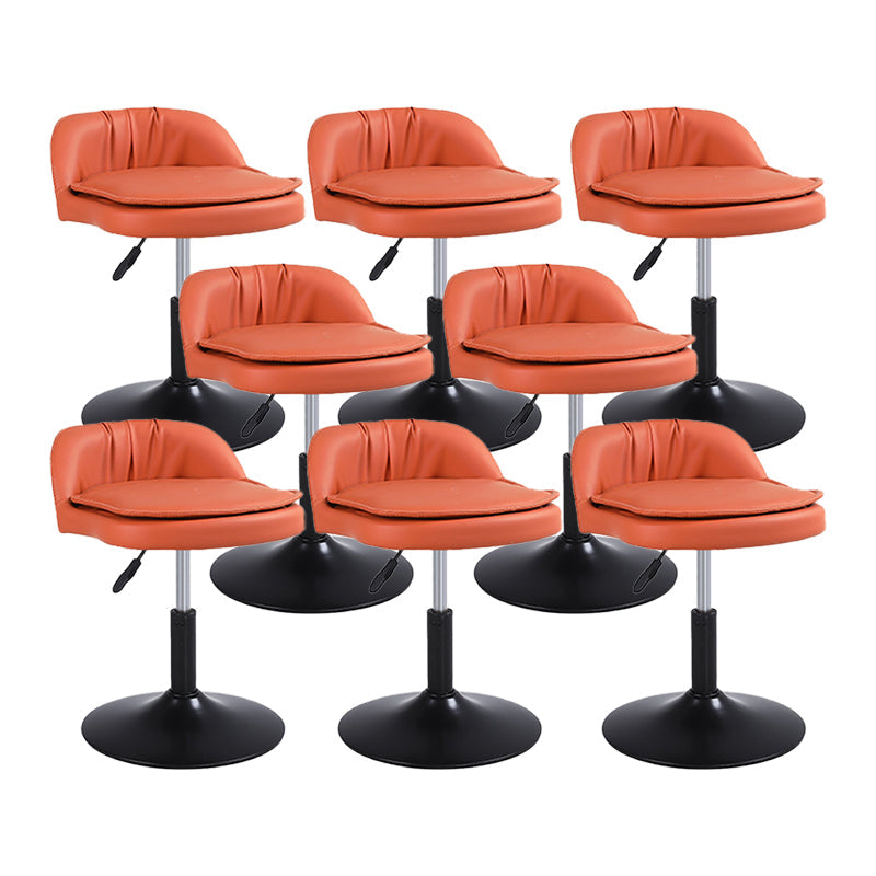 Upholstered Bar Stools Swivel Adjustable Height Patio Bar Stool with Black Base Orange 8 Piece Set Short Stool(18"H) Clearhalo 'Bar Furniture' 'Bar Stools' 'bar_stools' 'furn' 'furn_bar_stools' 'Furniture' 'Kitchen & Dining Furniture' 7041229