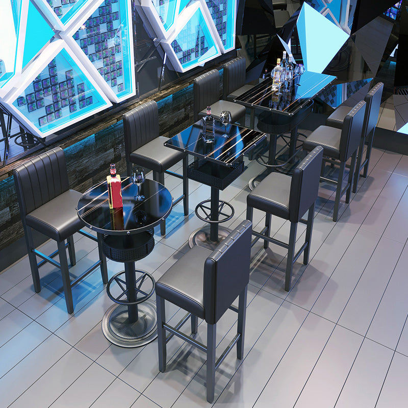 Industrial Style Bar Height Table Black Bar Dining Table with Storage Clearhalo 'Bar Furniture' 'Bar Tables' 'bar_tables' 'furn' 'furn_bar_tables' 'Furniture' 'Kitchen & Dining Furniture' 7041237