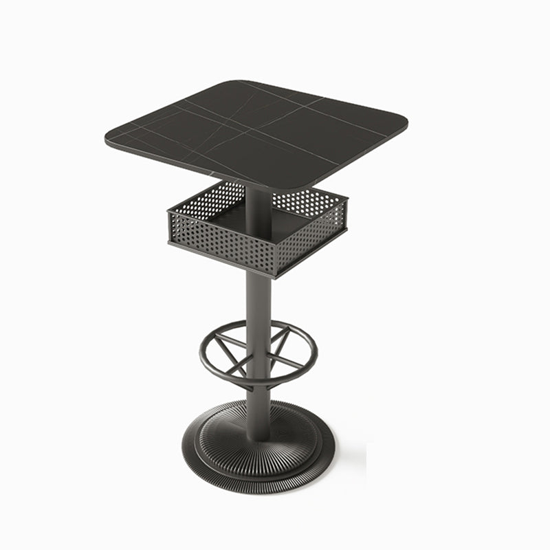 Industrial Style Bar Height Table Black Bar Dining Table with Storage Stone Square Without Chairs Clearhalo 'Bar Furniture' 'Bar Tables' 'bar_tables' 'furn' 'furn_bar_tables' 'Furniture' 'Kitchen & Dining Furniture' 7041238