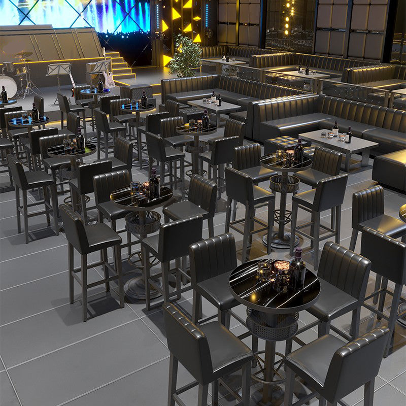 Industrial Style Bar Height Table Black Bar Dining Table with Storage Clearhalo 'Bar Furniture' 'Bar Tables' 'bar_tables' 'furn' 'furn_bar_tables' 'Furniture' 'Kitchen & Dining Furniture' 7041240