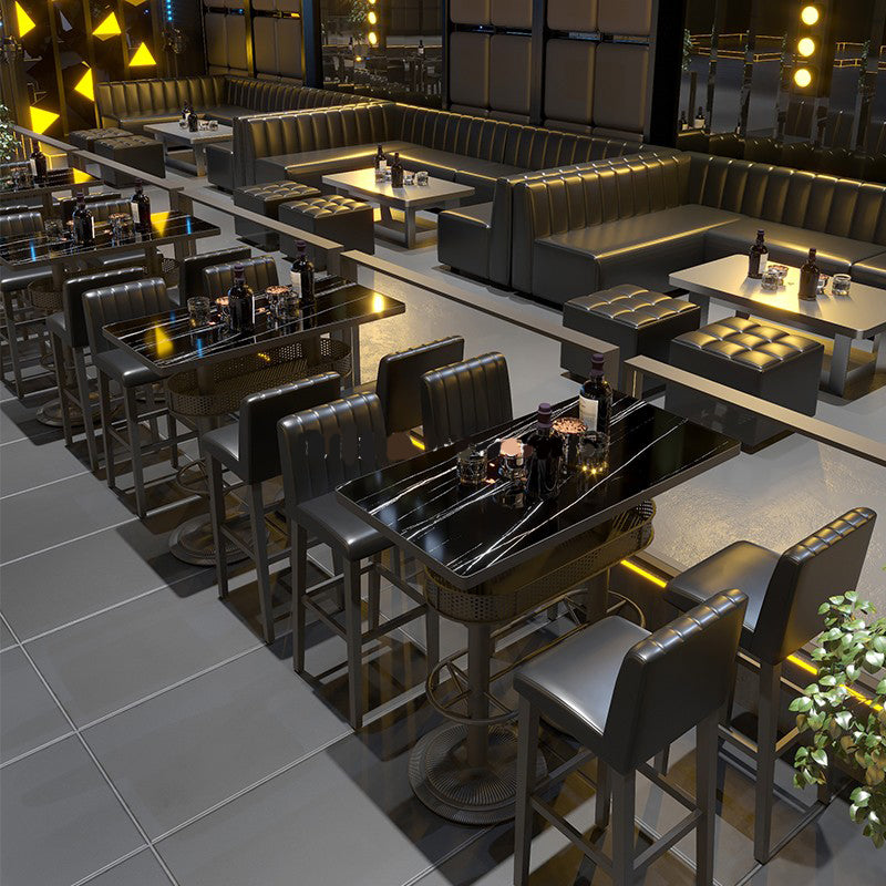 Industrial Style Bar Height Table Black Bar Dining Table with Storage Clearhalo 'Bar Furniture' 'Bar Tables' 'bar_tables' 'furn' 'furn_bar_tables' 'Furniture' 'Kitchen & Dining Furniture' 7041241