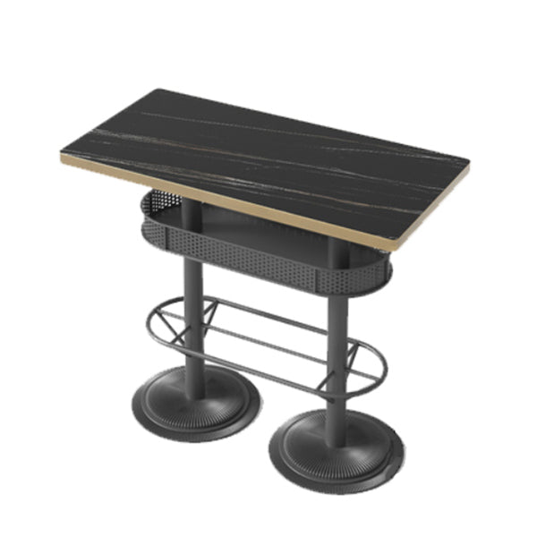 Industrial Style Bar Height Table Black Bar Dining Table with Storage Manufactured Wood Rectangular Without Chairs Clearhalo 'Bar Furniture' 'Bar Tables' 'bar_tables' 'furn' 'furn_bar_tables' 'Furniture' 'Kitchen & Dining Furniture' 7041242