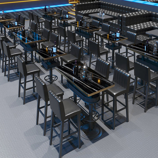 BEIRSCHALTE STIL BAR HEIGHEIT TABEL Schwarzer Bar Esstisch mit Aufbewahrung