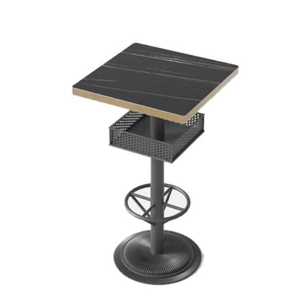 Industrial Style Bar Height Table Black Bar Dining Table with Storage Manufactured Wood Square Without Chairs Clearhalo 'Bar Furniture' 'Bar Tables' 'bar_tables' 'furn' 'furn_bar_tables' 'Furniture' 'Kitchen & Dining Furniture' 7041244