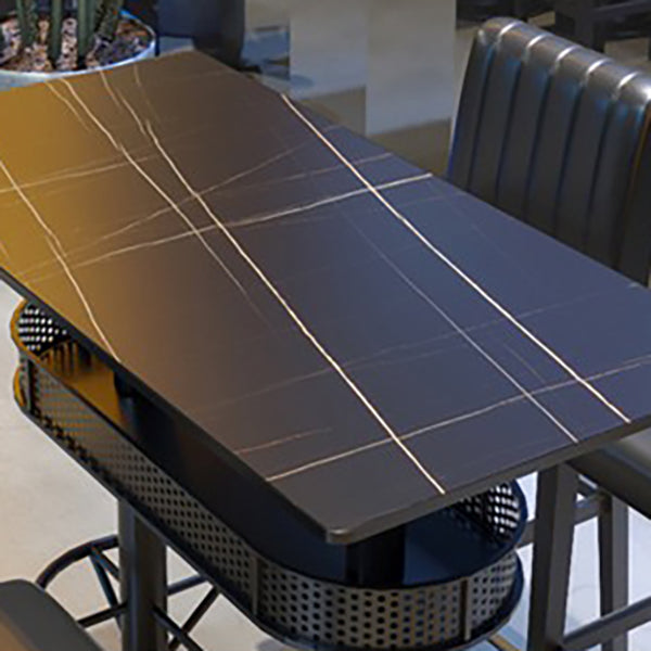 Industrial Style Bar Height Table Black Bar Dining Table with Storage Clearhalo 'Bar Furniture' 'Bar Tables' 'bar_tables' 'furn' 'furn_bar_tables' 'Furniture' 'Kitchen & Dining Furniture' 7041248