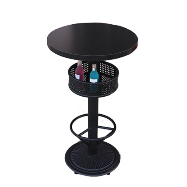 Industrial Style Bar Height Table Black Bar Dining Table with Storage Wood Round Without Chairs Clearhalo 'Bar Furniture' 'Bar Tables' 'bar_tables' 'furn' 'furn_bar_tables' 'Furniture' 'Kitchen & Dining Furniture' 7041249
