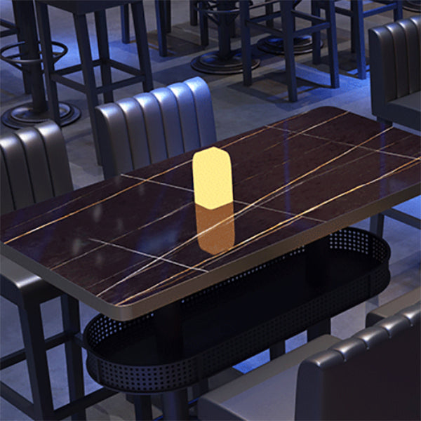 Industrial Style Bar Height Table Black Bar Dining Table with Storage Clearhalo 'Bar Furniture' 'Bar Tables' 'bar_tables' 'furn' 'furn_bar_tables' 'Furniture' 'Kitchen & Dining Furniture' 7041252