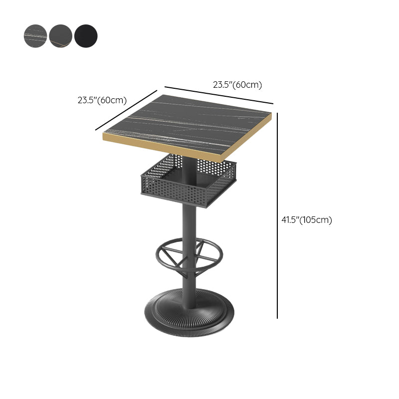 Industrial Style Bar Height Table Black Bar Dining Table with Storage Clearhalo 'Bar Furniture' 'Bar Tables' 'bar_tables' 'furn' 'furn_bar_tables' 'Furniture' 'Kitchen & Dining Furniture' 7041256