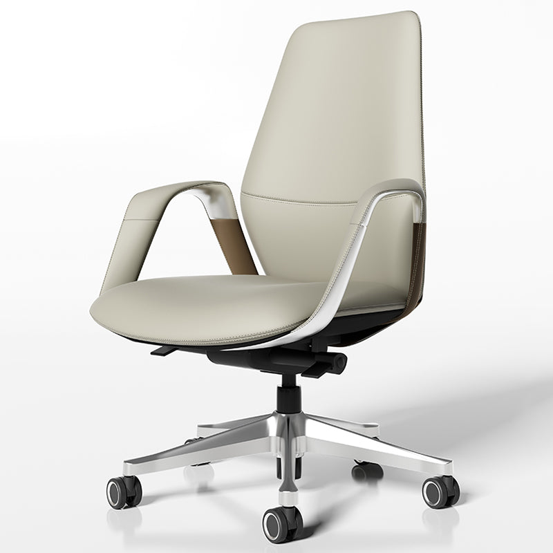 Sedia da ufficio ad armi fissa in pelle sedia da scrivania altezza regolabile con ruote