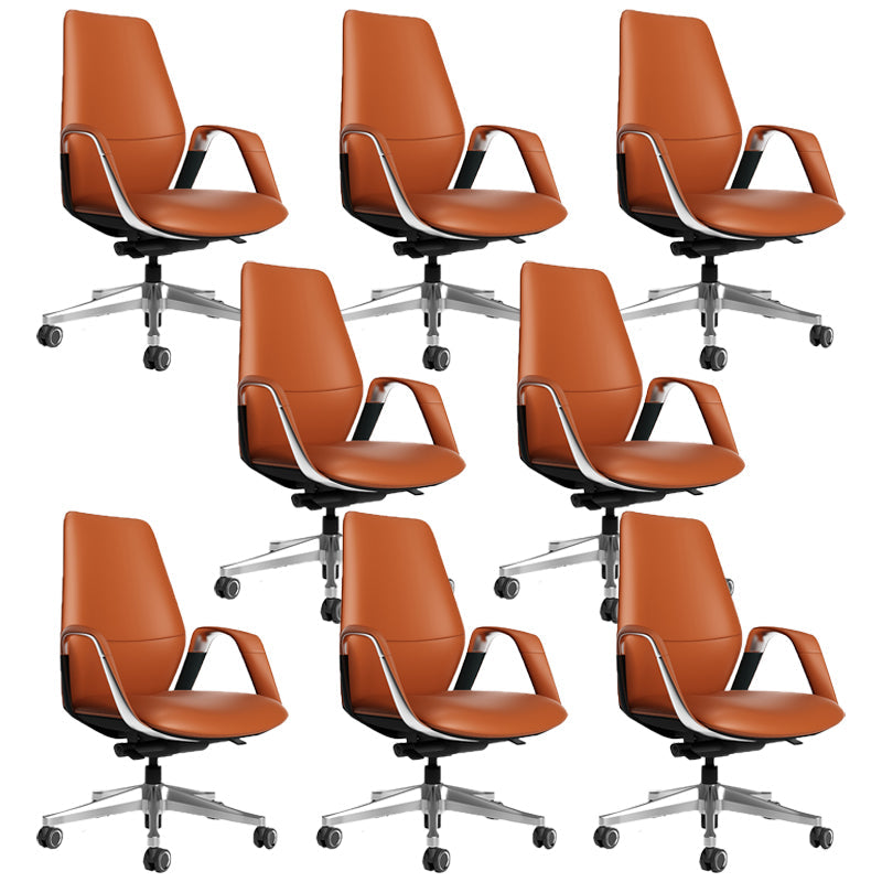 Sedia da ufficio ad armi fissa in pelle sedia da scrivania altezza regolabile con ruote