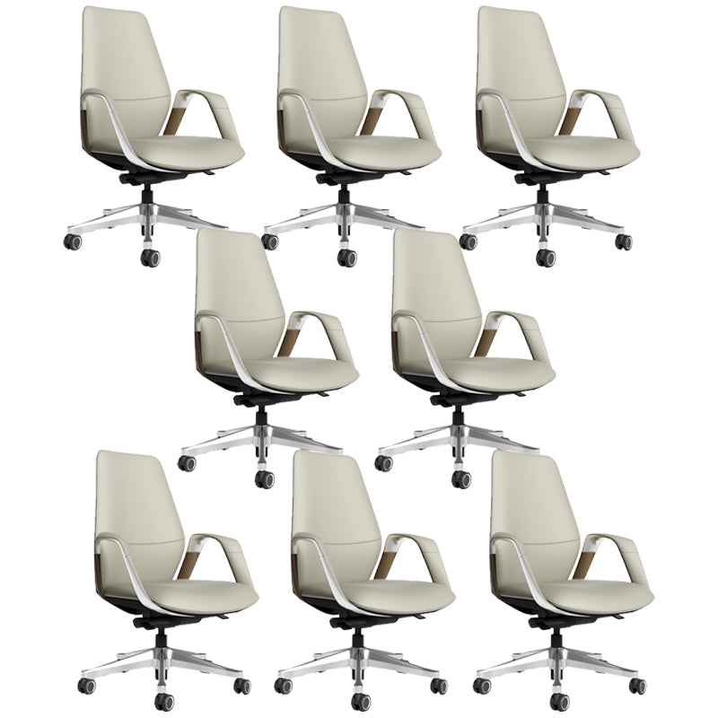 Sedia da ufficio ad armi fissa in pelle sedia da scrivania altezza regolabile con ruote