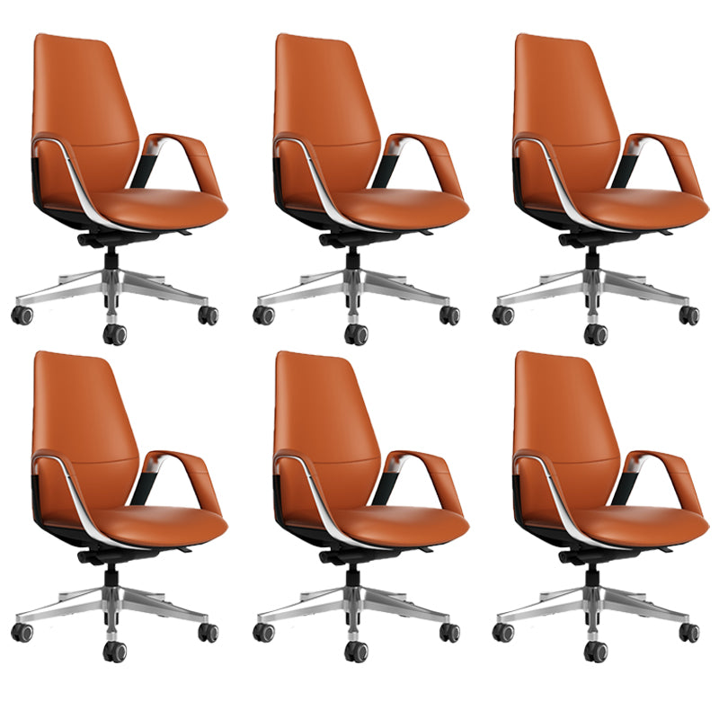 Sedia da ufficio ad armi fissa in pelle sedia da scrivania altezza regolabile con ruote