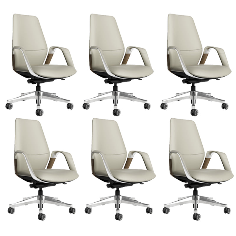 Sedia da ufficio ad armi fissa in pelle sedia da scrivania altezza regolabile con ruote