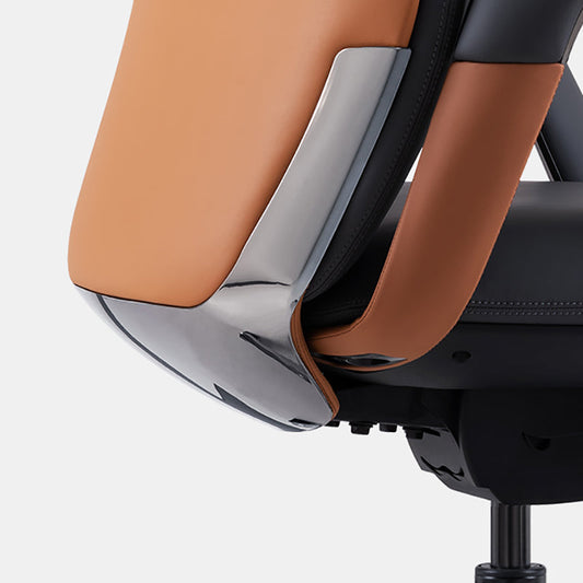 Armas fijas silla de oficina cuero asiento ajustable altura silla de escritorio con ruedas