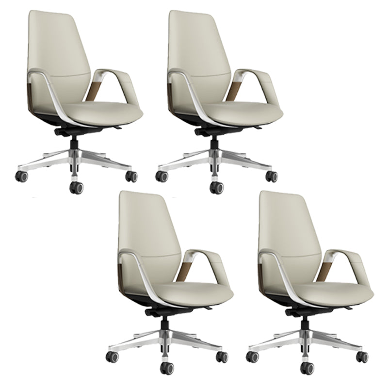 Sedia da ufficio ad armi fissa in pelle sedia da scrivania altezza regolabile con ruote