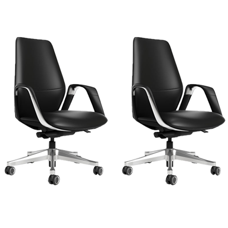 Sedia da ufficio ad armi fissa in pelle sedia da scrivania altezza regolabile con ruote