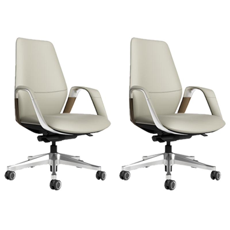 Sedia da ufficio ad armi fissa in pelle sedia da scrivania altezza regolabile con ruote