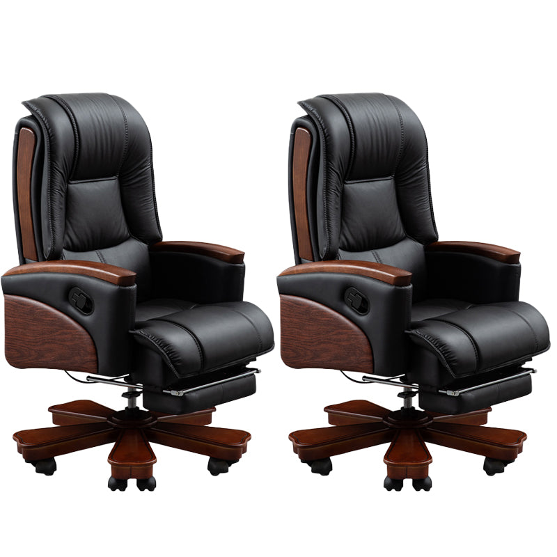 Chaise de bureau à glissement moderne chaise de bureau de hauteur de siège réglable en cuir en noir