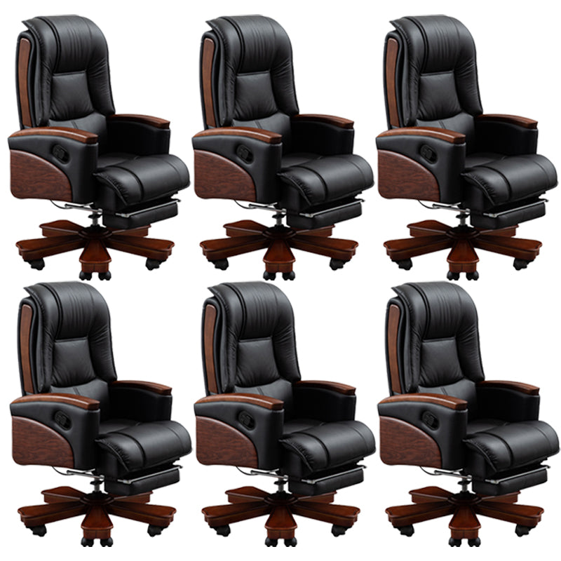 Chaise de bureau à glissement moderne chaise de bureau de hauteur de siège réglable en cuir en noir