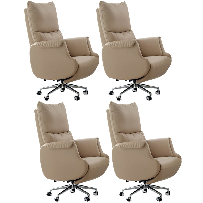 Silla de cuero sin brazo de oficina moderna de tobogán silla de escritorio ergonómico con ruedas