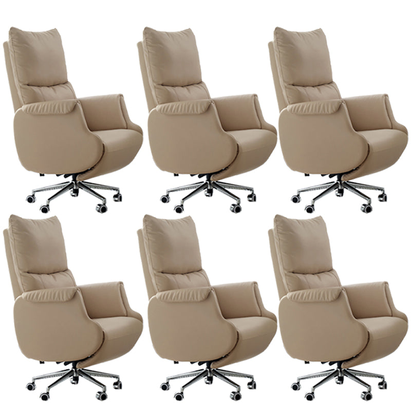 Silla de cuero sin brazo de oficina moderna de tobogán silla de escritorio ergonómico con ruedas