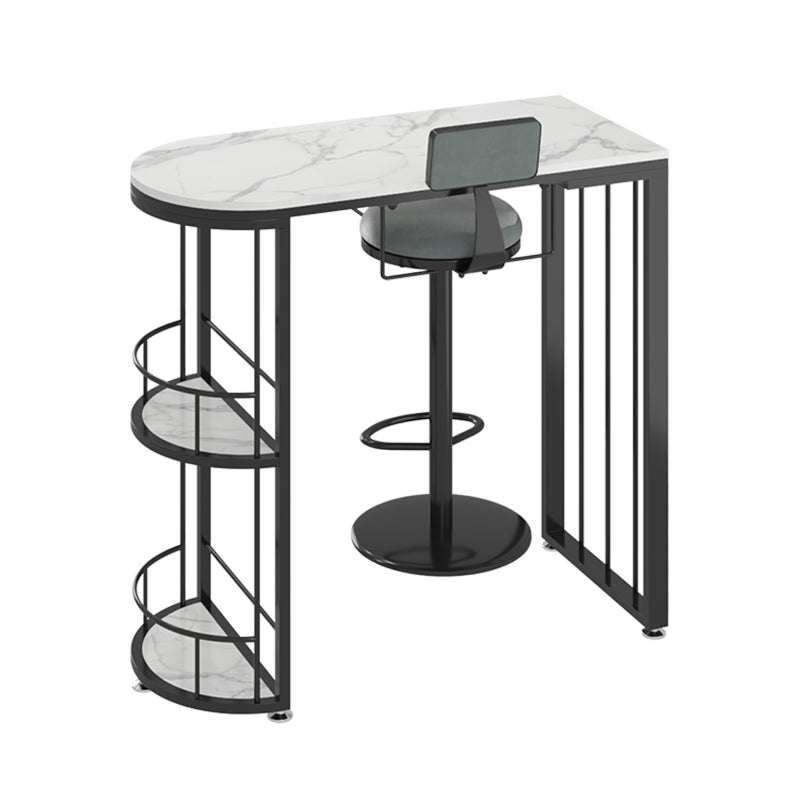 Moderne stenen bartafelset, 1/2/3-delige bartafel met vrije vorm en in hoogte verstelbare krukken