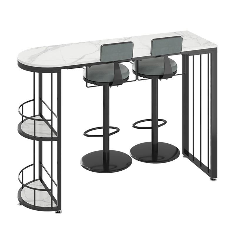 Moderne stenen bartafelset, 1/2/3-delige bartafel met vrije vorm en in hoogte verstelbare krukken
