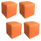 Luxury Pouf Ottoman Genuine Leather Upholstered Solid Color Square Ottoman Orange 4 Piece Set Clearhalo 'furn' 'furn_ottomans_poufs' 'Furniture' 'Living Room Furniture' 'Ottomans & Poufs' 'ottomans_poufs' 7041573