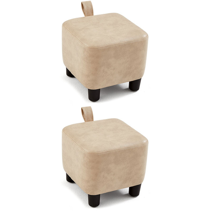 Solid Color Leather Standard Stool Modern Style Simple Household Square Footstool Grey 2 Piece Set Clearhalo 'furn' 'furn_ottomans_poufs' 'Furniture' 'Living Room Furniture' 'Ottomans & Poufs' 'ottomans_poufs' 7041585