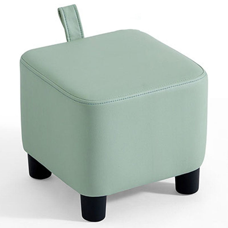 Solid Color Leather Standard Stool Modern Style Simple Household Square Footstool Green 1 Piece Clearhalo 'furn' 'furn_ottomans_poufs' 'Furniture' 'Living Room Furniture' 'Ottomans & Poufs' 'ottomans_poufs' 7041588